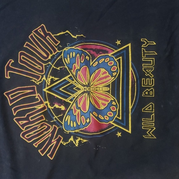 World Tour Wild Beauty Butterfly Crop Tshirt Cotton Women Med - Picture 3 of 3